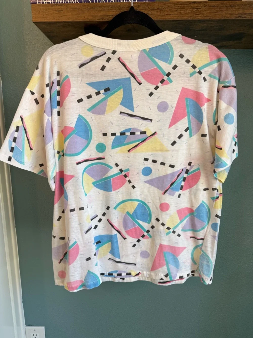Vintage 90s Abstract Graphic Tee Memphis Pattern Made in USA Reflections - Picture 2 of 4